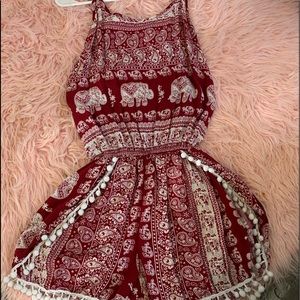 bohemian print romper